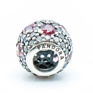 PANDORA Shimmering Heart Sterling Silver Charm With Salmon Zirconia Hearts