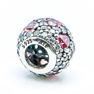 PANDORA Shimmering Heart Sterling Silver Charm With Salmon Zirconia Hearts
