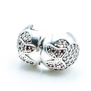 PANDORA Disney Minnie Pave Clip Sterling Silver Minnie Mouse Charm With Clear And Red Pave Zirconia