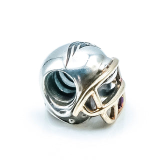 PANDORA RARE New England Patriots NFL Helmet Sterling Silver Charm With 14K Gold