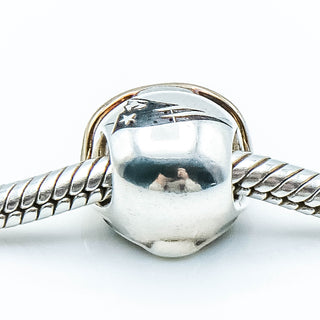 PANDORA RARE New England Patriots NFL Helmet Sterling Silver Charm With 14K Gold