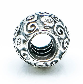 PANDORA Swirl Heart Serling Silver Charm Designer Bead
