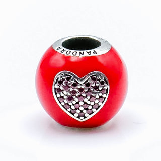 PANDORA RARE Authentic Disney Parks I Love Minnie Sterling Silver Charm With Red CZ and Black Crystal