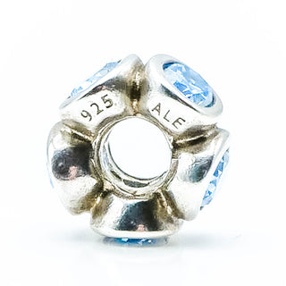 PANDORA Blue Oval Lights Sterling Silver Charm With Blue Zirconia