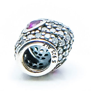 PANDORA In My Heart Clear Cubic Zirconia & Synthetic Ruby Sterling Silver Charm
