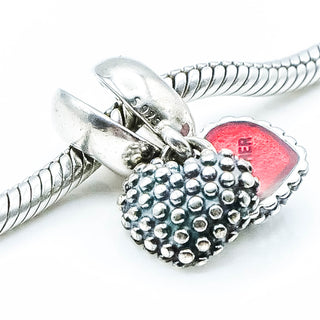 PANDORA Piece of My Heart Mother Mother Sterling Silver Dangle Charm With Red Enamel Core