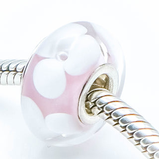 CHAMILIA Pink Petals Murano Glass Charm Bead With Sterling Silver Core