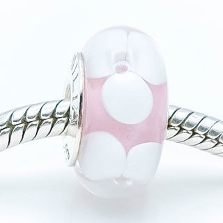 CHAMILIA Pink Petals Murano Glass Charm Bead With Sterling Silver Core