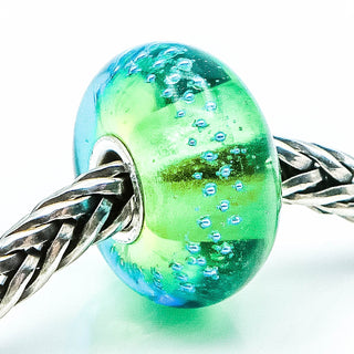 TROLLBEADS RARE Silver Trace Green -Turquoise Sterling Silver Charm