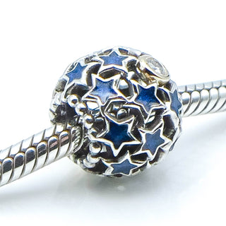 PANDORA Night Sky Sterling Silver Charm With 14K Gold, Blue Enamel and Clear Zirconia
