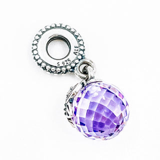 PANDORA Morning Butterfly Sterling Silver Dangle With Purple Zirconia
