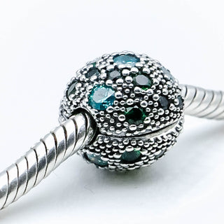 PANDORA Cosmic Stars Sterling Silver Clip With Green And Teal Zirconia