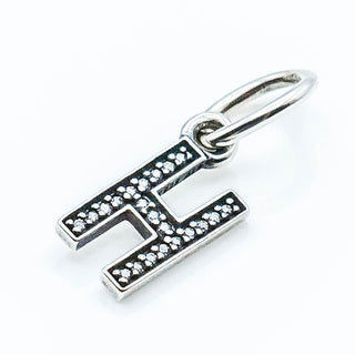PANDORA Letter H Sterling Silver Alphabet Letter Dangle Charm With Clear Zirconia