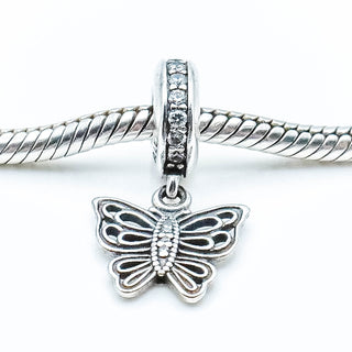 PANDORA Love Takes Flight Butterfly Sterling Silver Dangle Charm With Clear Zirconia