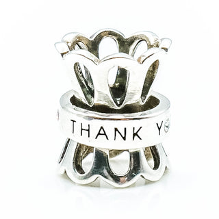 CHAMILIA "Thank You Mom" Limited Edition Sterling Silver Charm With Clear And Pink Swarovski Crystals