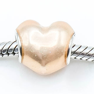 PANDORA Glittering Heart Sterling Silver Charm With Soft Pink Enamel