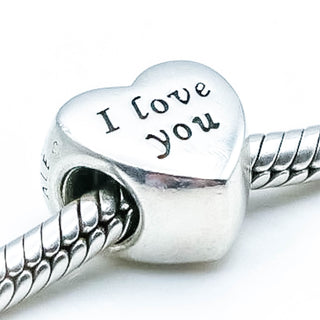 PANDORA Sterling Silver HEART "I Love You" Charm