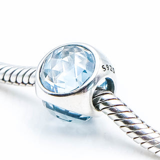 PANDORA Aqua Blue Radiant Droplet Sterling Silver Charm With Aqua Blue Crystal