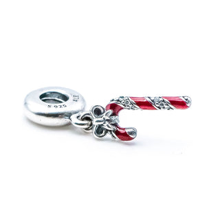 Pandora Sparkling Candy Cane Sterling Silver Christmas Dangle Charm With Red Enamel