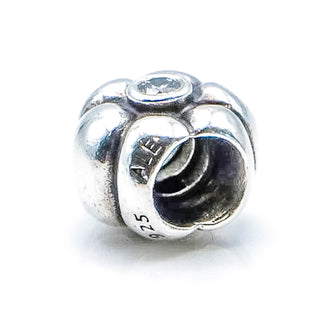 PANDORA Silver Flower Sterling Silver Flower Charm With Clear Zirconia