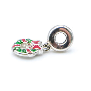 Pandora Holiday Wreath Sterling Silver Christmas Charm With Red And Green Enamel