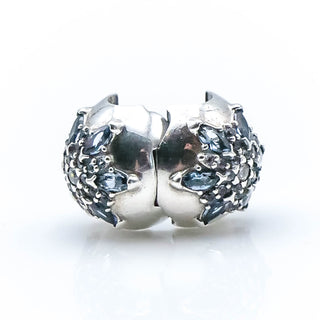 PANDORA Crystallized Snowflake Sterling Silver Clip With Moonlight Blue And Sky-Blue Crystal