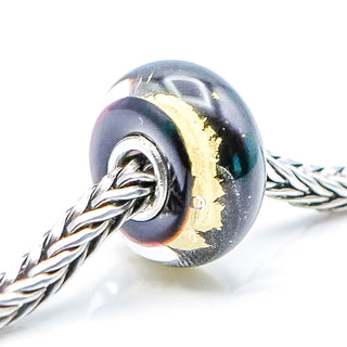 TROLLBEADS Black Gold Bead Sterling Silver Charm With 22K