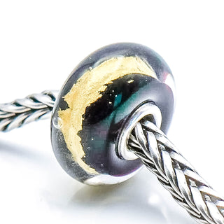TROLLBEADS Black Gold Bead Sterling Silver Charm With 22K