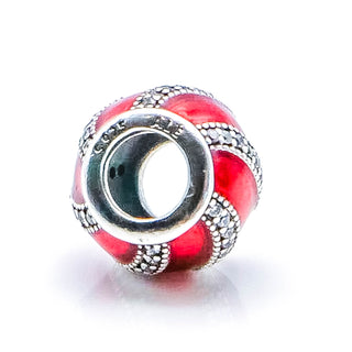 Pandora Adornment Sterling Silver Charm With Red Enamel And Clear Zirconia