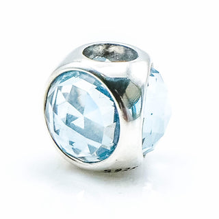 PANDORA Aqua Blue Radiant Droplet Sterling Silver Charm With Aqua Blue Crystal