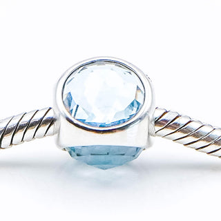 PANDORA Aqua Blue Radiant Droplet Sterling Silver Charm With Aqua Blue Crystal