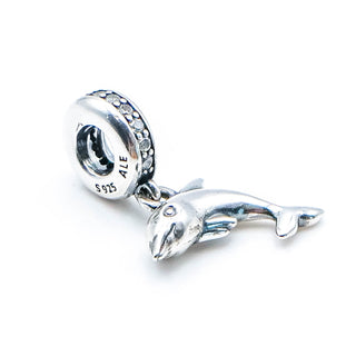 PANDORA Playful Dolphin Sterling Silver Dangle Charm With Clear Zirconia