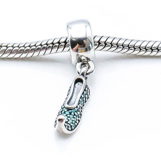 PANDORA Disney Jasmine's Sparkling Slipper Sterling Silver Aladdin Dangle Charm With Teal Zirconia