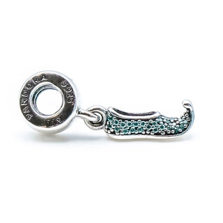 PANDORA Disney Jasmine's Sparkling Slipper Sterling Silver Aladdin Dangle Charm With Teal Zirconia