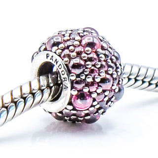 Pandora Shimmering Droplets Sterling Silver Charm With Pink Zirconia