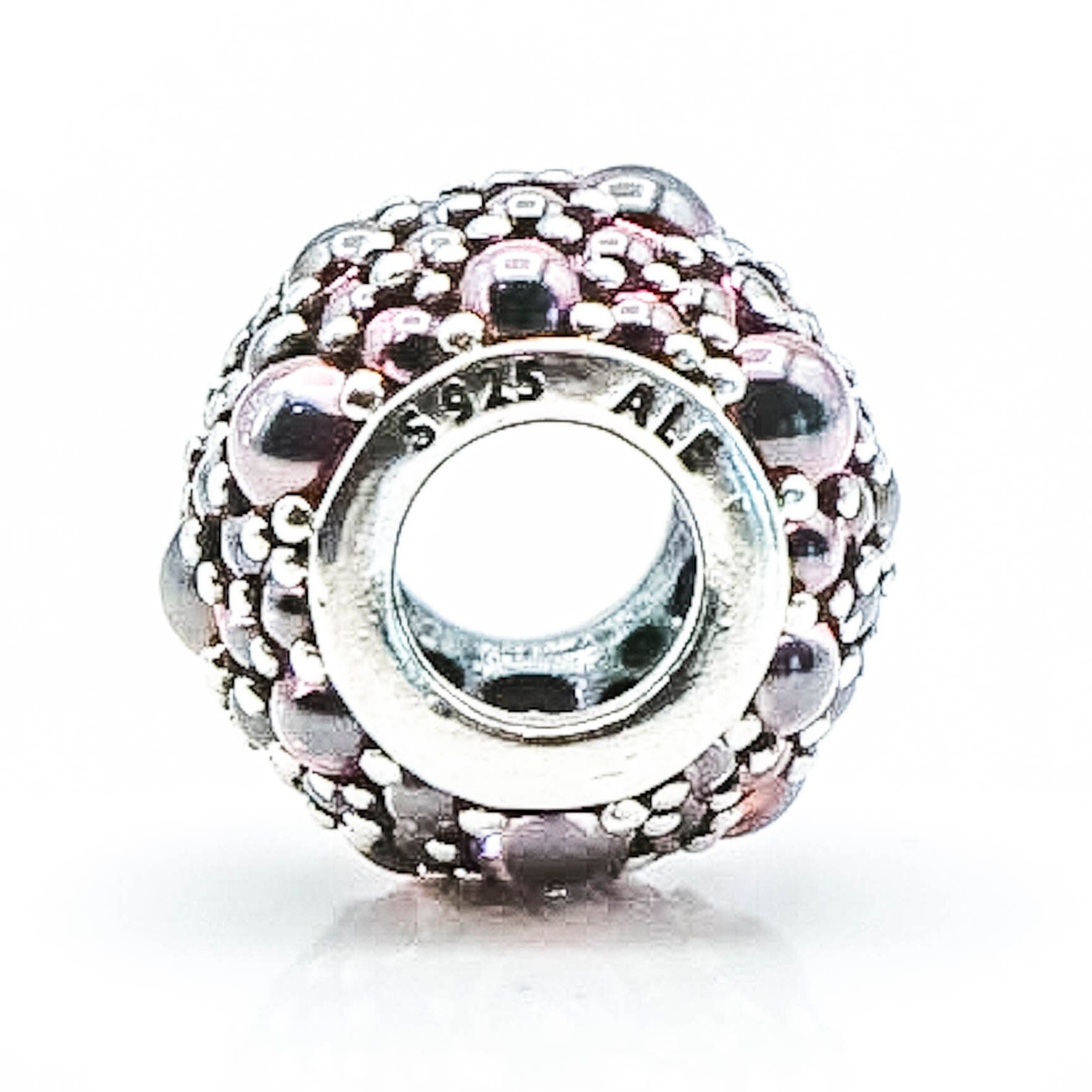 Pandora Shimmering Droplets Sterling Silver Charm With Pink Zirconia