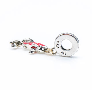 PANDORA Good Fortune Carp Sterling Silver Fish Charm With 14K Gold, Clear Zirconia And Red Enamel