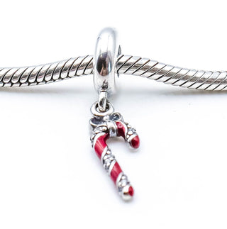 Pandora Sparkling Candy Cane Sterling Silver Christmas Dangle Charm With Red Enamel