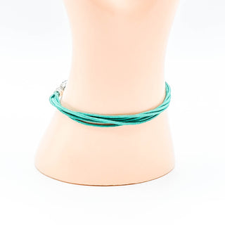 PANDORA Teal Multi-Strand Fabric Bracelet With Sterling Silver Pandora Clasp