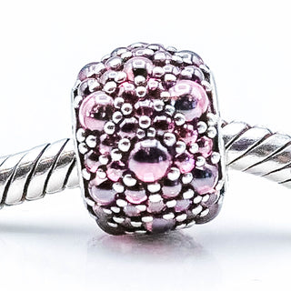 Pandora Shimmering Droplets Sterling Silver Charm With Pink Zirconia