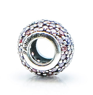PANDORA Pave Lights Sterling Silver Charm with Pink, Purple, and Salmon Zirconia