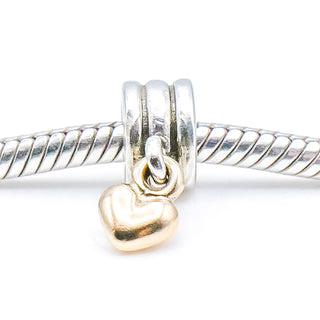 PANDORA Dangling Heart Sterling Silver Dangle Charm With 14K Gold Heart