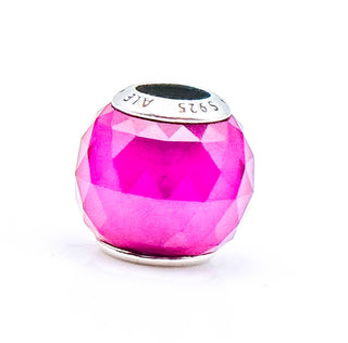 PANDORA Geometric Facets Sterling Silver Charm With Synthetic Ruby