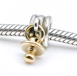 Pandora Pacifier Sterling Silver Charm With 14K Gold Pacifier Dangle