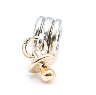 Pandora Pacifier Sterling Silver Charm With 14K Gold Pacifier Dangle