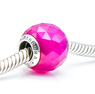 PANDORA Geometric Facets Sterling Silver Charm With Synthetic Ruby