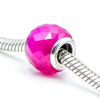 PANDORA Geometric Facets Sterling Silver Charm With Synthetic Ruby