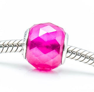PANDORA Geometric Facets Sterling Silver Charm With Synthetic Ruby