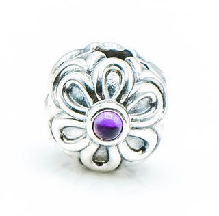 PANDORA Zinnia Sterling Silver Clip With Amethyst