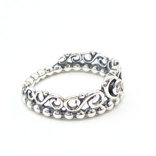 PANDORA Size 7 Sterling Silver Princess Tiara Crown Ring